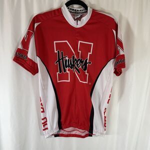 Nebraska Cornhuskers Cycling Jersey Large Red Short Sleeve Full Zip Adrenaline